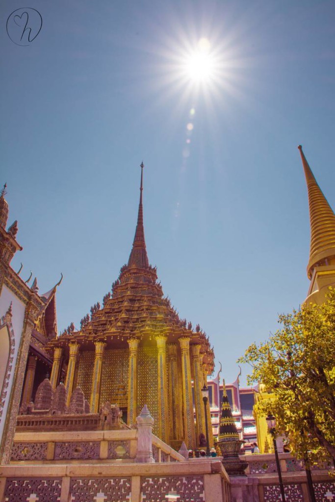 Sun shining on temple