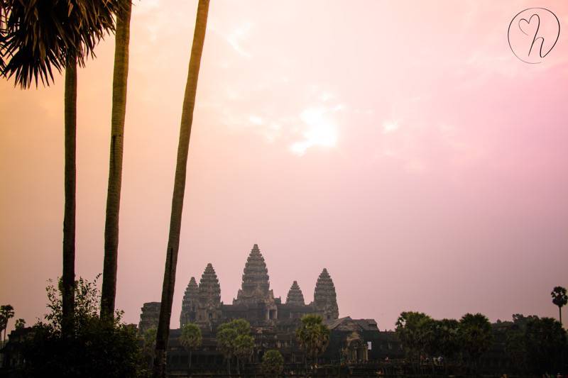 Angkor wat sunrise in distance